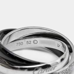 Cartier Trinity Diamond 18K White Ceramic Rolling Ring Size 52