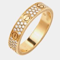 Pre Owned Cartier Love Diamond 18k Yellow Gold Wedding Band Ring Size 50