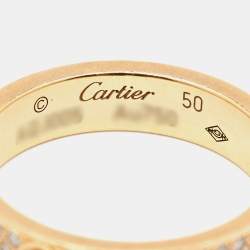 Pre Owned Cartier Love Diamond 18k Yellow Gold Wedding Band Ring Size 50