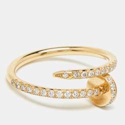 Cartier Juste Un Clou Diamond Half Paved 18k Yellow Gold  Ring Size 51