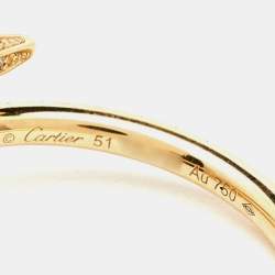 Cartier Juste Un Clou Diamond Half Paved 18k Yellow Gold  Ring Size 51