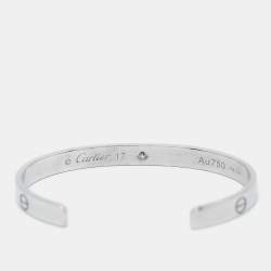 Cartier Love 1 Diamond 18k White Gold Open Cuff Bracelet 17