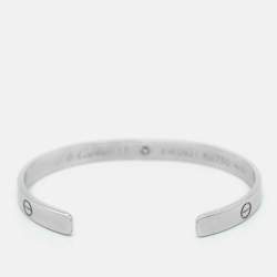 Cartier Love 1 Diamond 18k White Gold Open Cuff Bracelet 17