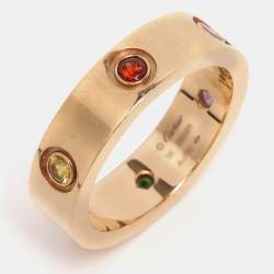 Pre Owned Cartier 18K Yellow Gold and 6 Stone Love Band Ring EU 56
