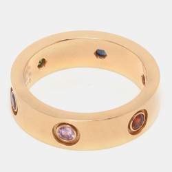 Pre Owned Cartier 18K Yellow Gold and 6 Stone Love Band Ring EU 56