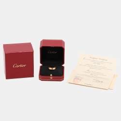 Pre Owned Cartier 18K Yellow Gold and 6 Stone Love Band Ring EU 56