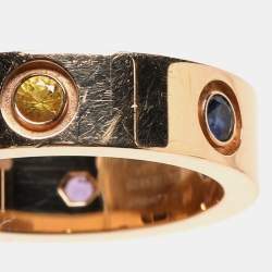 Pre Owned Cartier 18K Yellow Gold and 6 Stone Love Band Ring EU 56