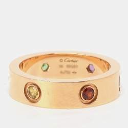 Pre Owned Cartier 18K Yellow Gold and 6 Stone Love Band Ring EU 56