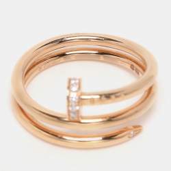 Cartier Juste Un Clou Diamond 18k Rose Gold Ring Size 53