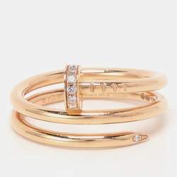 Cartier Juste Un Clou Diamond 18k Rose Gold Ring Size 53