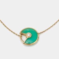 Cartier Amulette De Cartier Chrysoprase Diamond 18k Yellow Gold XS Model Bracelet 