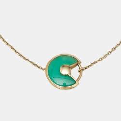 Cartier Amulette De Cartier Chrysoprase Diamond 18k Yellow Gold XS Model Bracelet 