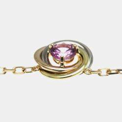 Pre Owned Cartier 18K Yellow, Rose, White Gold Trinity Pink Sapphire Necklace