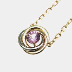 Pre Owned Cartier 18K Yellow, Rose, White Gold Trinity Pink Sapphire Necklace