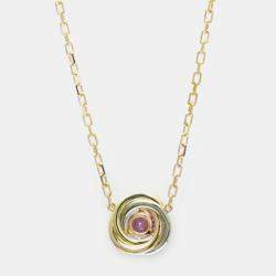 Pre Owned Cartier 18K Yellow, Rose, White Gold Trinity Pink Sapphire Necklace