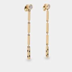 Pre Owned Cartier Panthère Diamond and Black Lacquer 18 Karat Gold Pendant Earrings