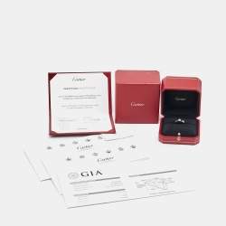 Cartier Love Solitaire Diamond 18k White Gold Ring Size 51