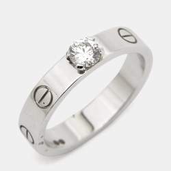 Cartier Love Solitaire Diamond 18k White Gold Ring Size 51