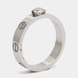 Cartier Love Solitaire Diamond 18k White Gold Ring Size 51