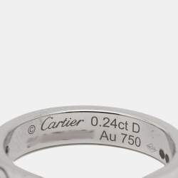Cartier Love Solitaire Diamond 18k White Gold Ring Size 51