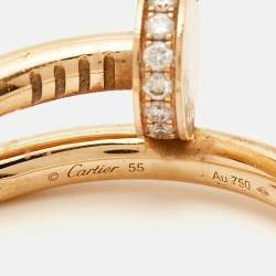 Cartier Juste Un Clou Diamond 18k Rose Gold Classic Model Ring Size 55