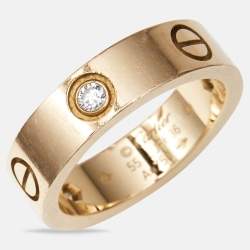 Cartier Love 3 Diamonds 18k Rose Gold Classic Model Ring Size 55