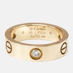 Cartier Love 3 Diamonds 18k Rose Gold Classic Model Ring Size 55