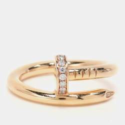 Pre Owned Cartier Juste Un Clou Diamonds 18k Rose Gold Ring Size 52