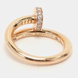 Pre Owned Cartier Juste Un Clou Diamonds 18k Rose Gold Ring Size 52