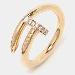 Pre Owned Cartier Juste Un Clou Diamonds 18k Rose Gold Ring Size 52