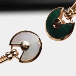 Cartier Amulette De Cartier Malachite White Mother Of Pearl & Diamond 18k Rose Gold Open Bracelet 17cm