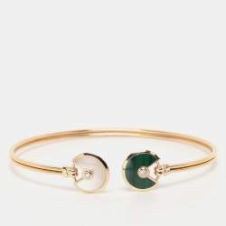 Cartier Amulette De Cartier Malachite White Mother Of Pearl & Diamond 18k Rose Gold Open Bracelet 17cm
