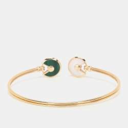 Cartier Amulette De Cartier Malachite White Mother Of Pearl & Diamond 18k Rose Gold Open Bracelet 17cm
