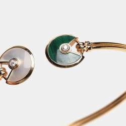 Cartier Amulette De Cartier Malachite White Mother Of Pearl & Diamond 18k Rose Gold Open Bracelet 17cm
