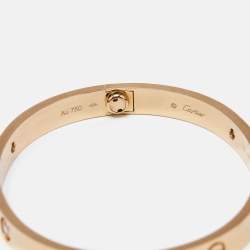 Pre Owned Cartier Love 4 Diamonds 18k Rose Gold Bracelet 17