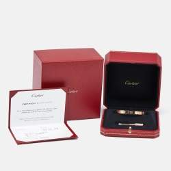 Pre Owned Cartier Love 4 Diamonds 18k Rose Gold Bracelet 17