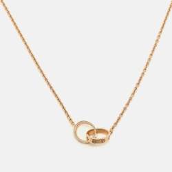 مملوكة مسبقًا Cartier Love Interlocking 2 Hoops 18K Rose Gold Pendant Necklace
