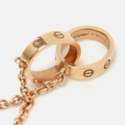 مملوكة مسبقًا Cartier Love Interlocking 2 Hoops 18K Rose Gold Pendant Necklace