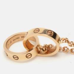 مملوكة مسبقًا Cartier Love Interlocking 2 Hoops 18K Rose Gold Pendant Necklace