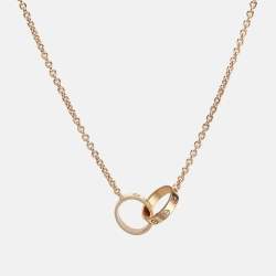 مملوكة مسبقًا Cartier Love Interlocking 2 Hoops 18K Rose Gold Pendant Necklace