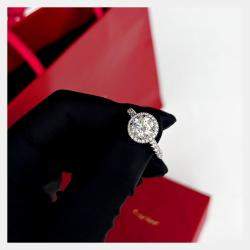 Cartier 18K White Gold and Diamond 1.51 ctw Solitaire Ring EU 56
