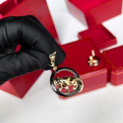 Cartier 18K Rose Gold, Black Ceramic and Diamond Panthere de Cartier Earrings 