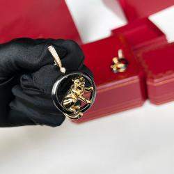 Cartier 18K Rose Gold, Black Ceramic and Diamond Panthere de Cartier Earrings 