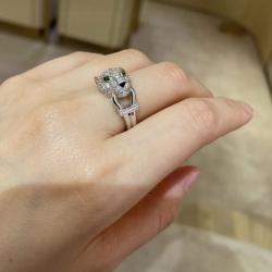 Cartier 18K White Gold Emerald Panthere de Cartier Ring EU 54