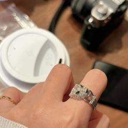 Cartier 18K White Gold Emerald Panthere de Cartier Ring EU 54