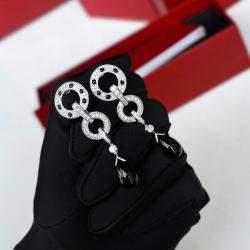 Cartier 18K White Gold and Diamond and Black Onyx Panthere De Cartier Earrings