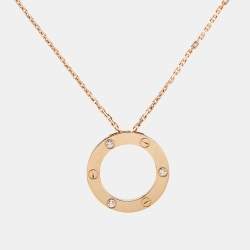 Cartier Love Diamond 18k Rose Gold Pendant Necklace