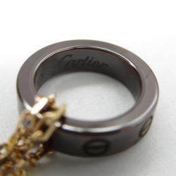Pre Owned Cartier Ceramic 18K Pink Gold Diamond Love Three Hoop Necklace 