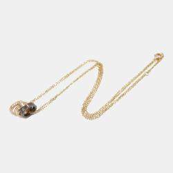 Pre Owned Cartier Ceramic 18K Pink Gold Diamond Love Three Hoop Necklace 