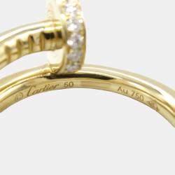 Cartier 18K Yellow Gold Diamond Juste Un Clou Ring EU 50